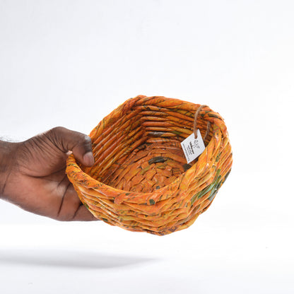 Upcycled Woven Newspaper Basket Square