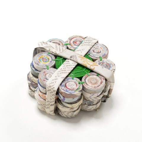 Upcycled Coiled Newspaper Tea coaster Flower - Set of 6