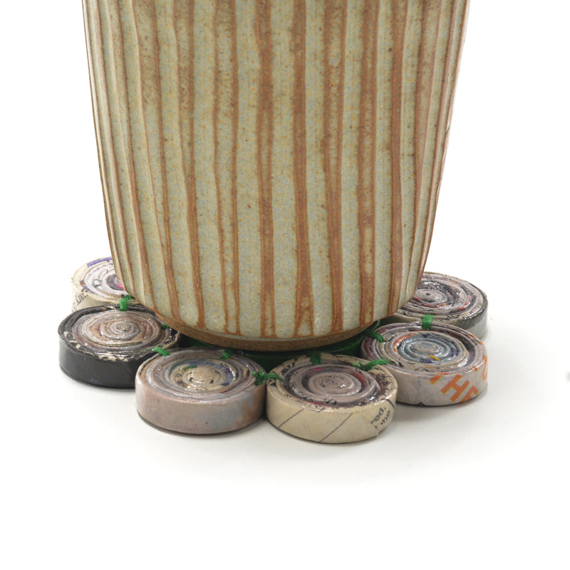 Upcycled Coiled Newspaper Tea coaster Flower - Set of 6