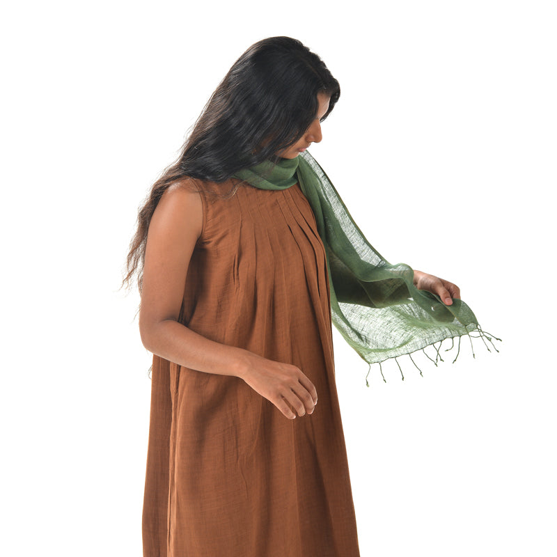 Plain Light Green Scarf – Cotton Linen Blend