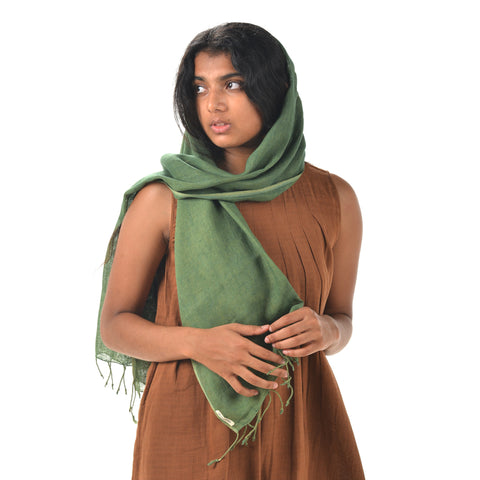 Plain Light Green Scarf – Cotton Linen Blend
