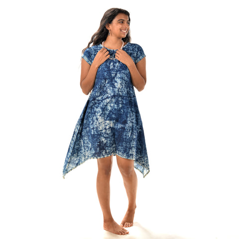 Sidedrop Dress – Dark Blue Shibori Cotton