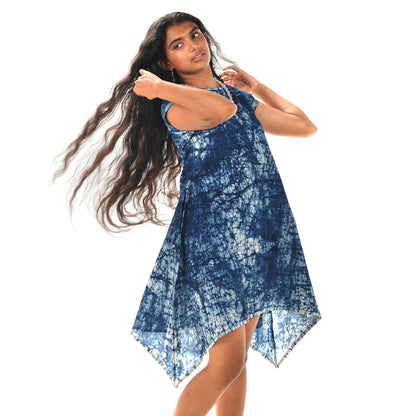 Sidedrop Dress – Dark Blue Shibori Cotton