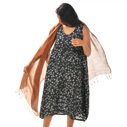 Plain Brown Scarf – Cotton Linen Blend