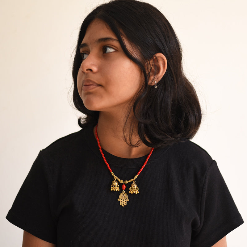 golden coral necklace