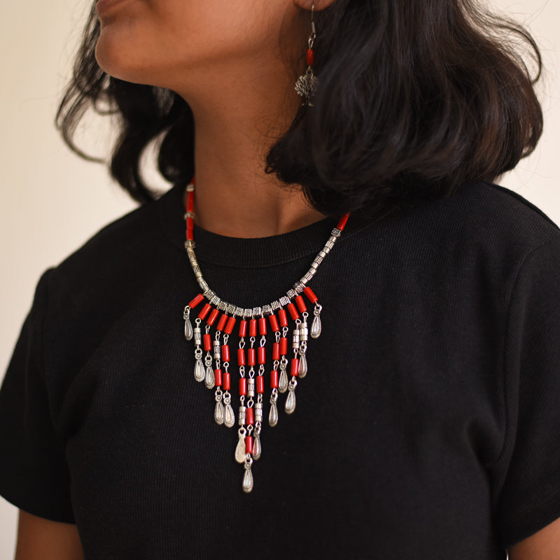Coral tassle Necklace