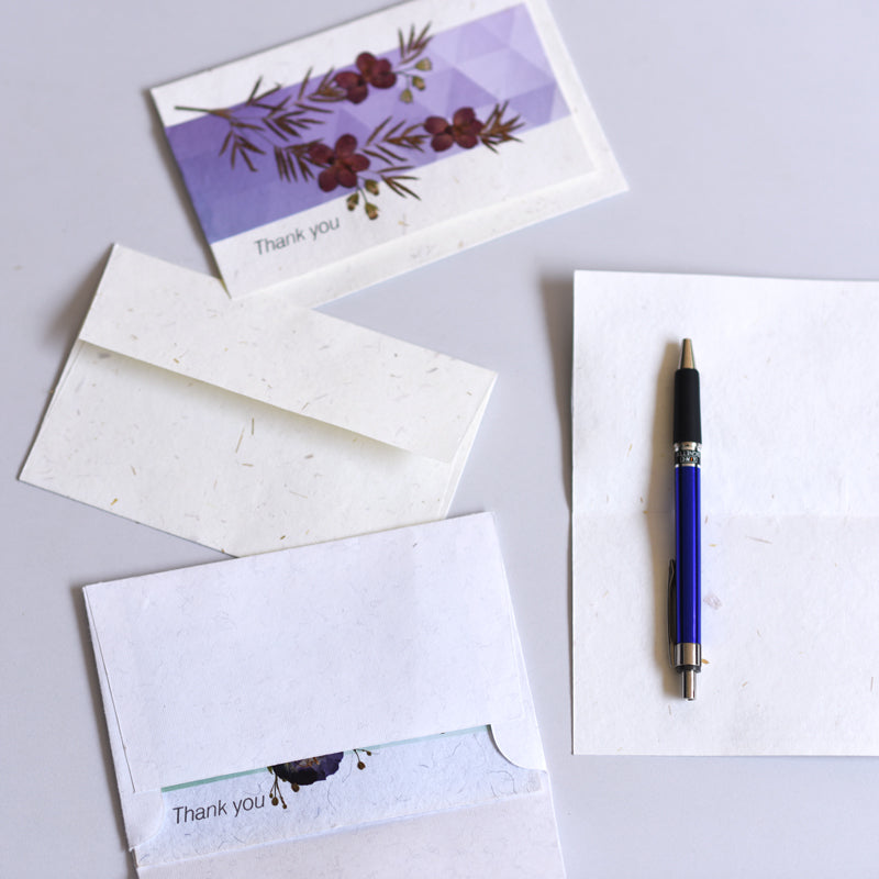 Thank you - Handmade Greeting Card - Set of 3