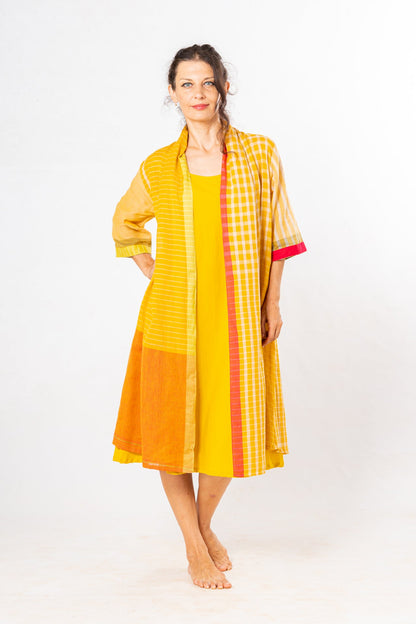 Set of 2- Dhup Turmeric Cotton Dress & Jacket Set
