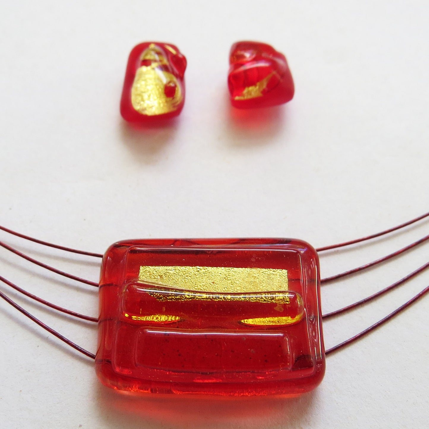 Red Glass with Gold Set