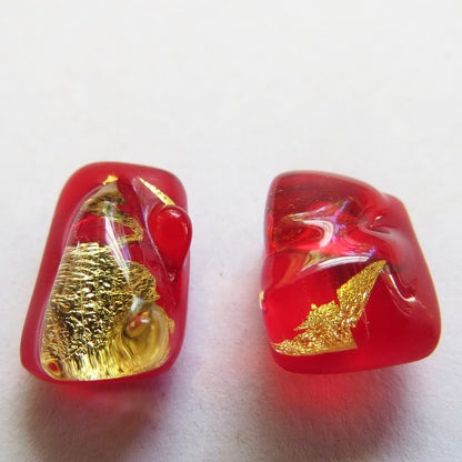 Red Glass with Gold Set
