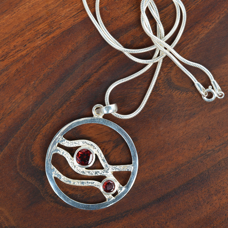 Garnet Silver 92.5 Jewellery - Chain With Pendant