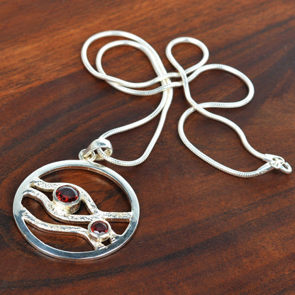 Garnet Silver 92.5 Jewellery - Chain With Pendant