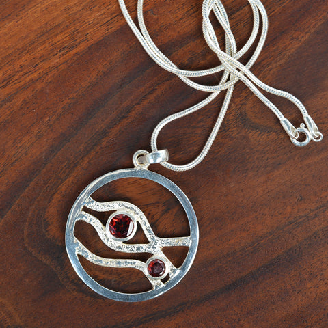 Garnet Silver 92.5 Jewellery - Chain With Pendant