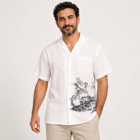Hawaii Shirt – Viscose White with Black