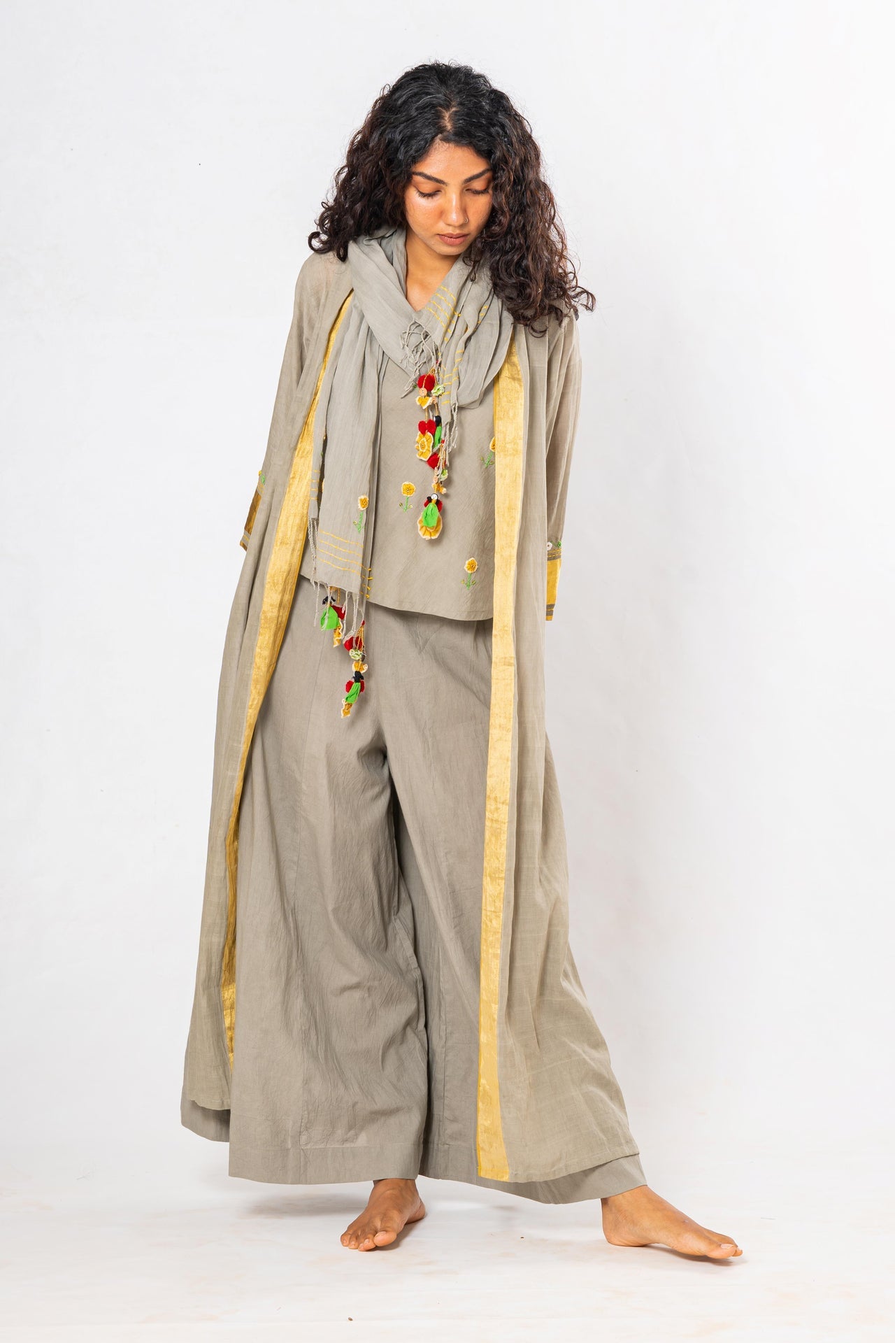 Set of 4- Beige Medicinal Tulsi Dyed Organic Cotton Set