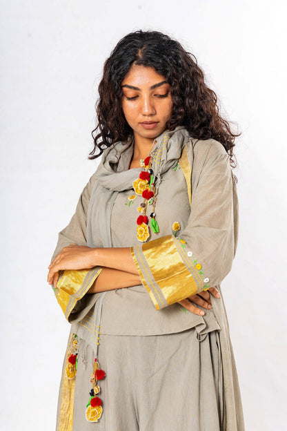 Set of 4- Beige Medicinal Tulsi Dyed Organic Cotton Set