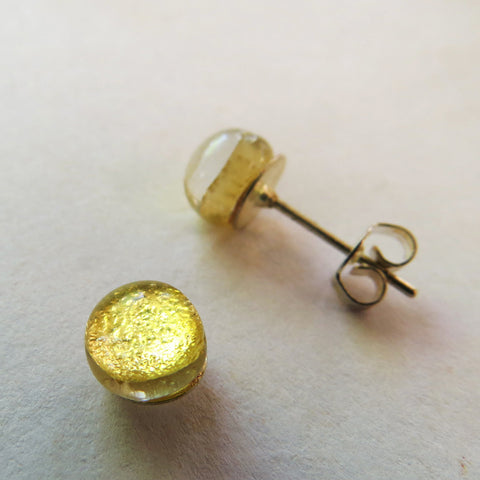 Tiny Gold-in-Glass stud Earrings