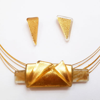 Small Gold Creation Set, Necklace and Stud Earrings