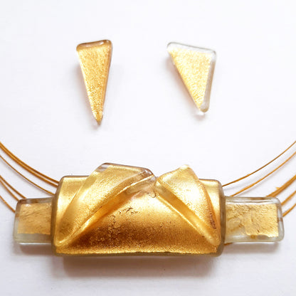 Small Gold Creation Set, Necklace and Stud Earrings