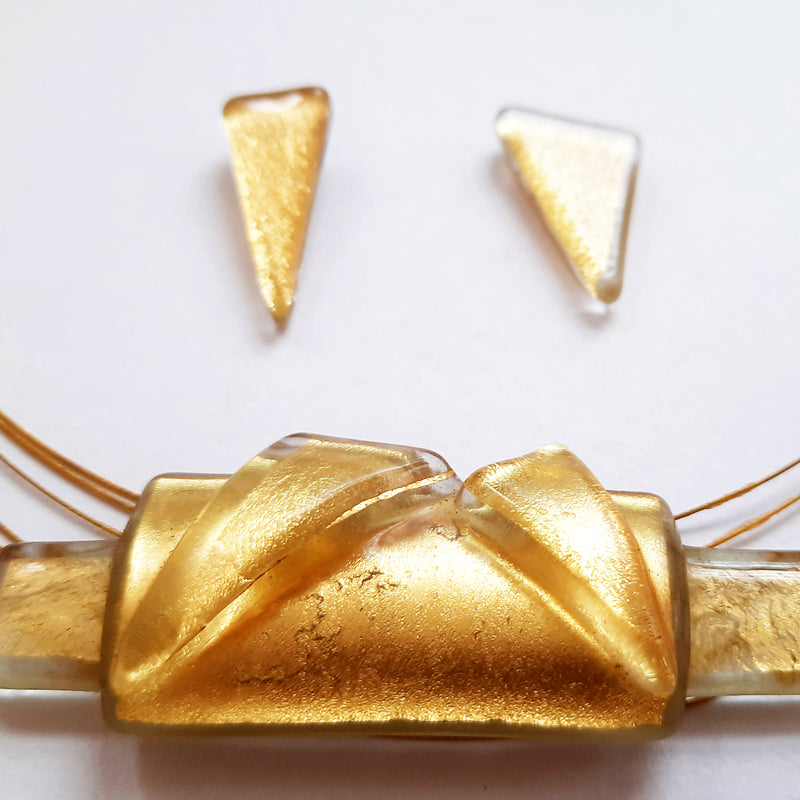 Small Gold Creation Set, Necklace and Stud Earrings