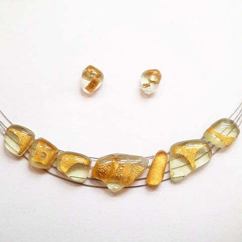 Elegant Gold Creation Set, Necklace and Stud Earrings