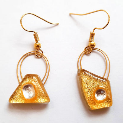 Small Gold Creation Set, Necklace and Hanging Earrings