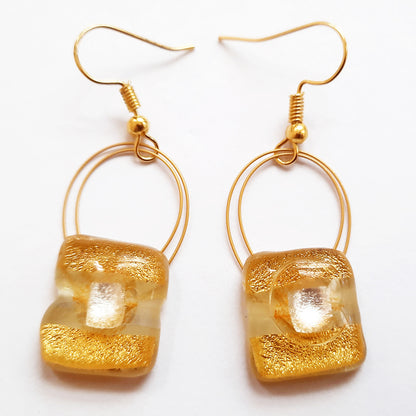 Sparkeling Gold Creation Set, Necklace and Hanging Earrings