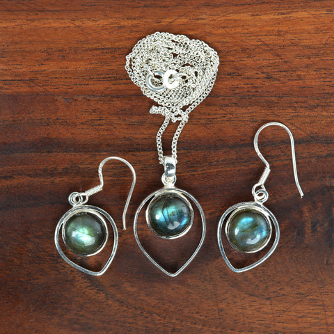 Labrodorite Silver 92.5 & Malachite Silver - Style 1