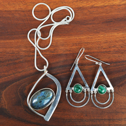Labrodorite Silver 92.5 & Malachite Silver - Style 2