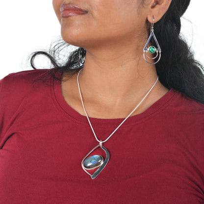 Labrodorite Silver 92.5 & Malachite Silver - Style 2