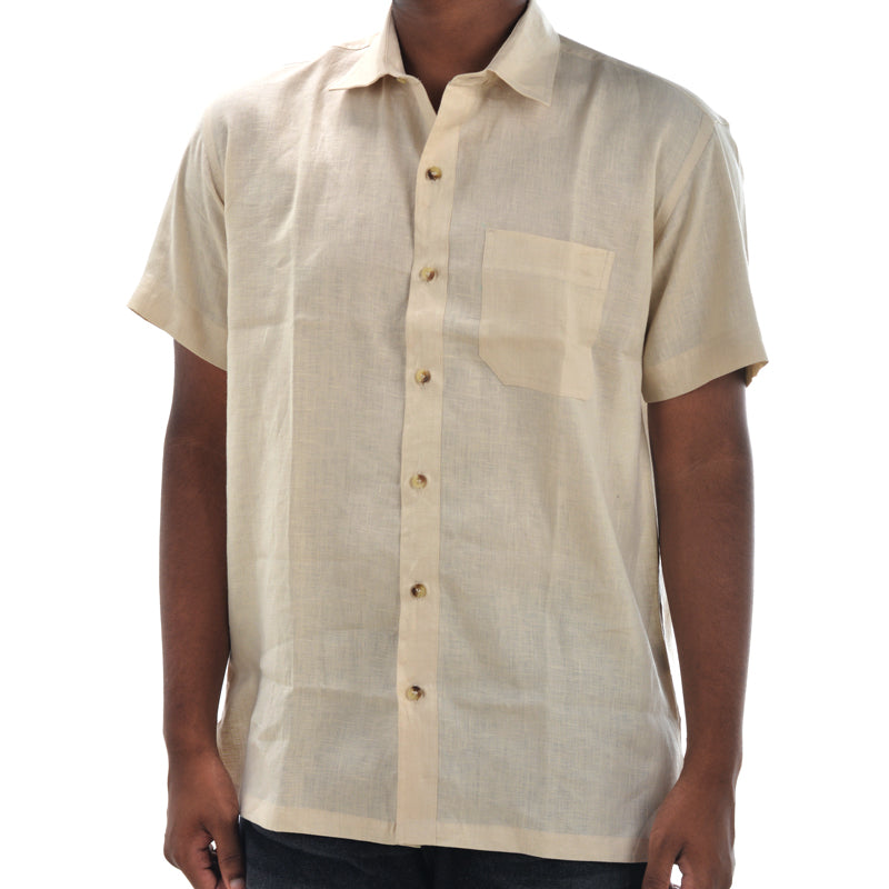 Linen Normal Collar Shirt – Beige