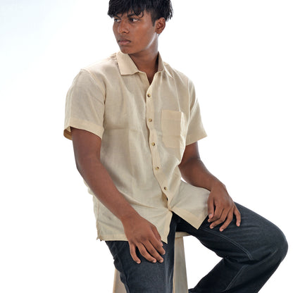 Linen Normal Collar Shirt – Beige