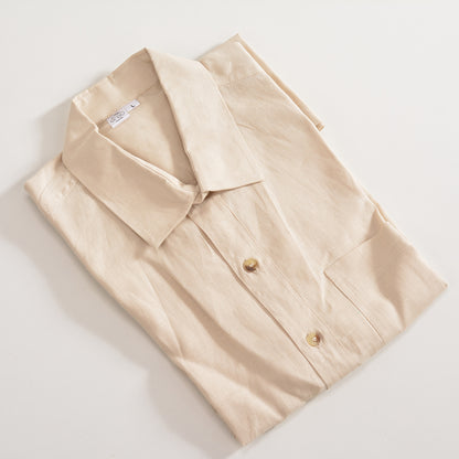 Linen Normal Collar Shirt – Beige