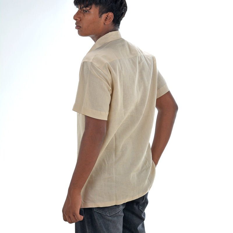 Linen Normal Collar Shirt – Beige