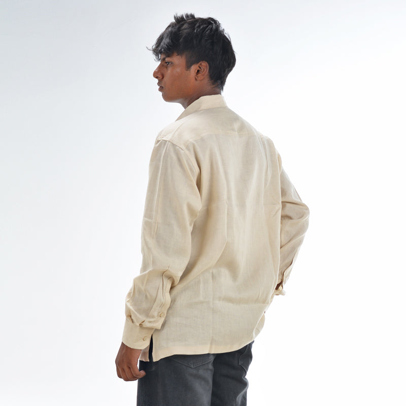 Linen Normal Collar Shirt – Beige