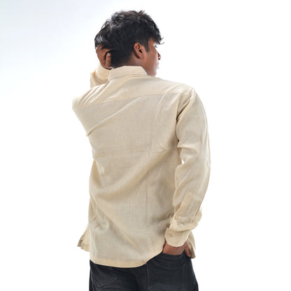 Linen Normal Collar Shirt – Beige