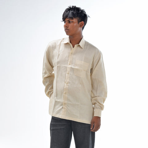 Linen Normal Collar Shirt – Beige
