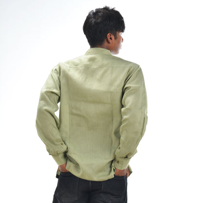 Linen Normal Collar Shirt – Sage Green