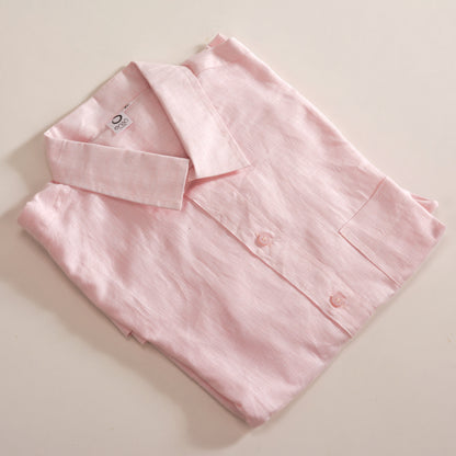 Linen Normal Collar Shirt – Soft Pink