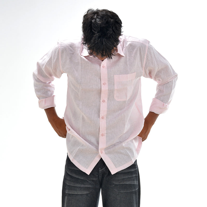 Linen Normal Collar Shirt – Soft Pink