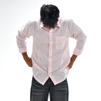 Linen Normal Collar Shirt – Soft Pink