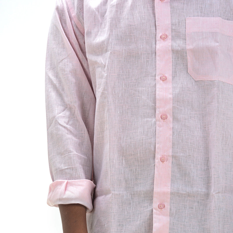 Linen Normal Collar Shirt – Soft Pink