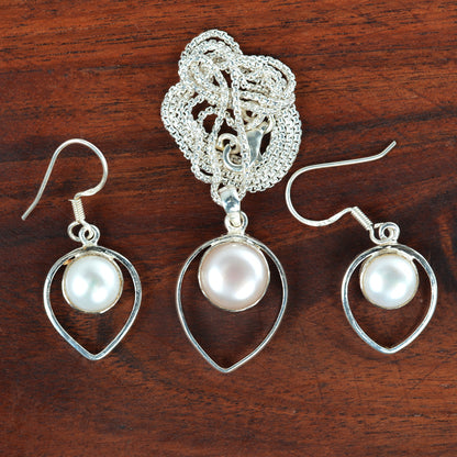 Pearl Silver 92.5 Jewellery Set