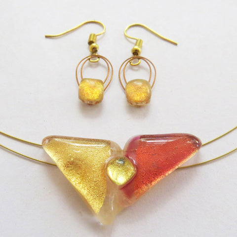 Pink Gold-in-coloured Glass Set