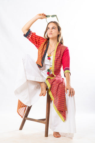 Pink Checks Handwoven Cotton Summer Jacket