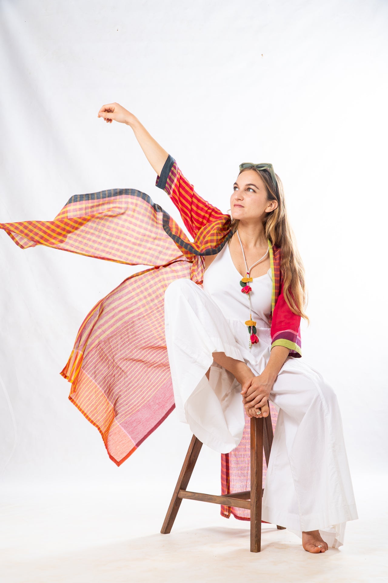 Pink Checks Handwoven Cotton Summer Jacket