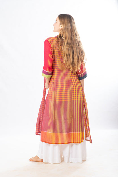 Pink Checks Handwoven Cotton Summer Jacket