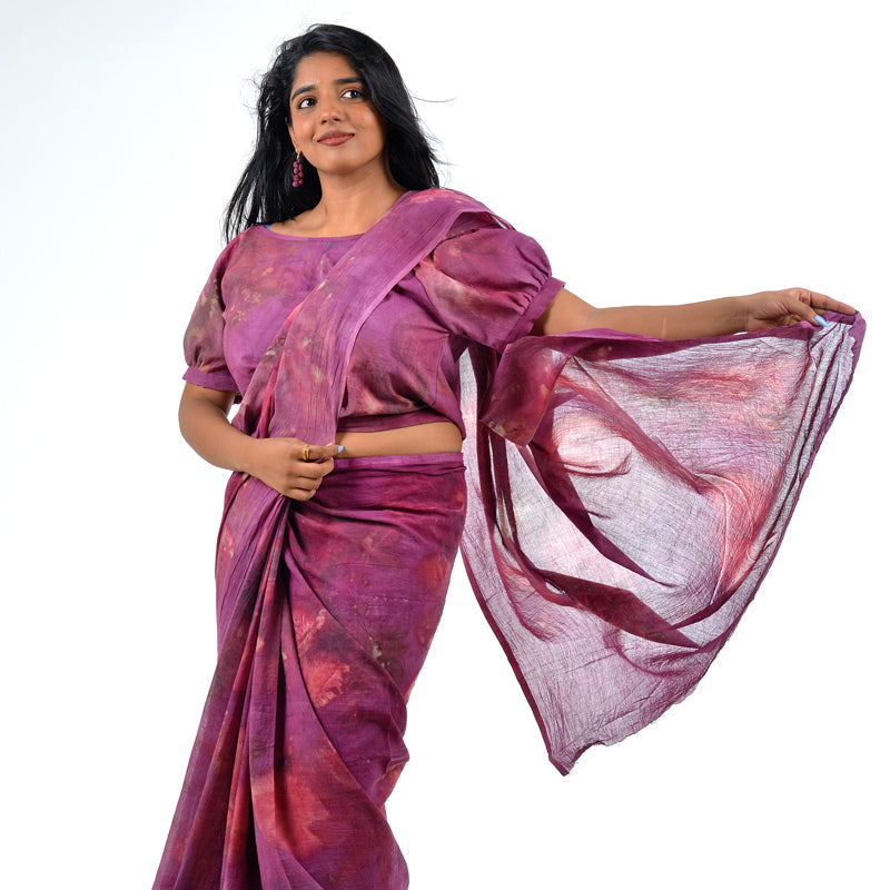 Plum Berry Hand-Dyed Saree