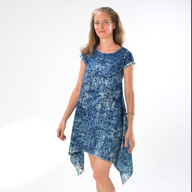 Sidedrop Dress – Dark Blue Shibori Cotton