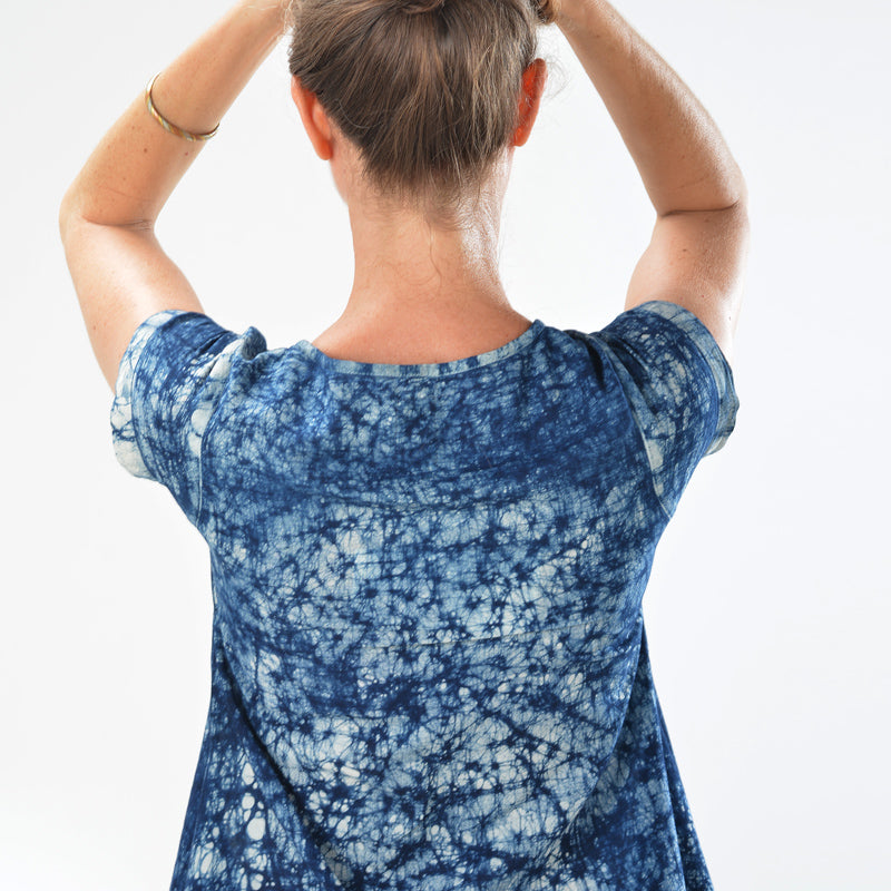 Sidedrop Dress – Dark Blue Shibori Cotton